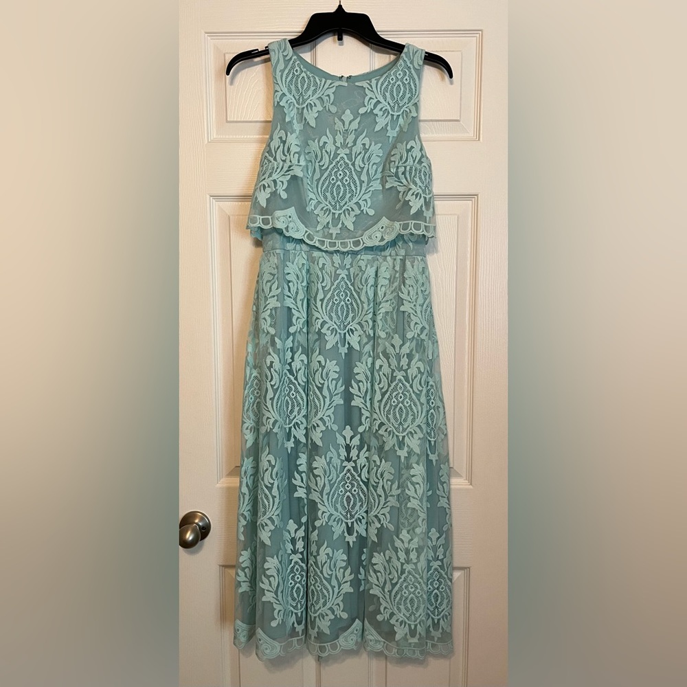 Betsy & Adam Embroidered Lace midi/Tea length dress